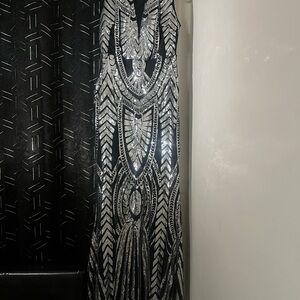 Black and Silver Beaded Dress